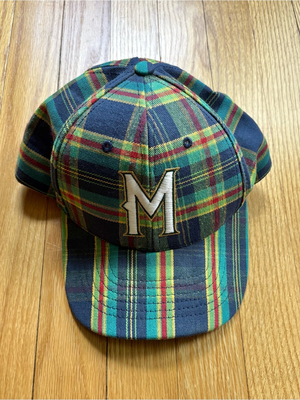 Vintage Milwaukee Brewers SnapBack Hat Cap Green Plaid Rare MLB